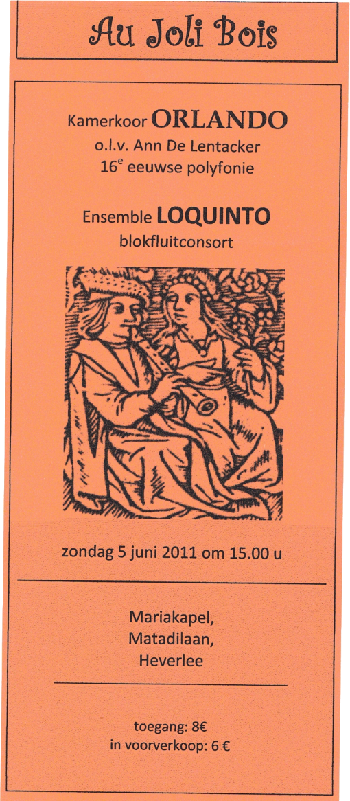 Affiche voor het concert met kamerkoor Orlando.