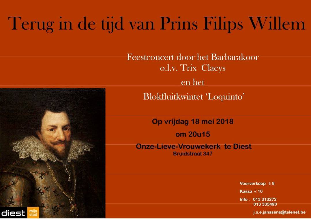 Affiche voor het Feestconcert Terug in de tijd van Prins Filips Willem.
